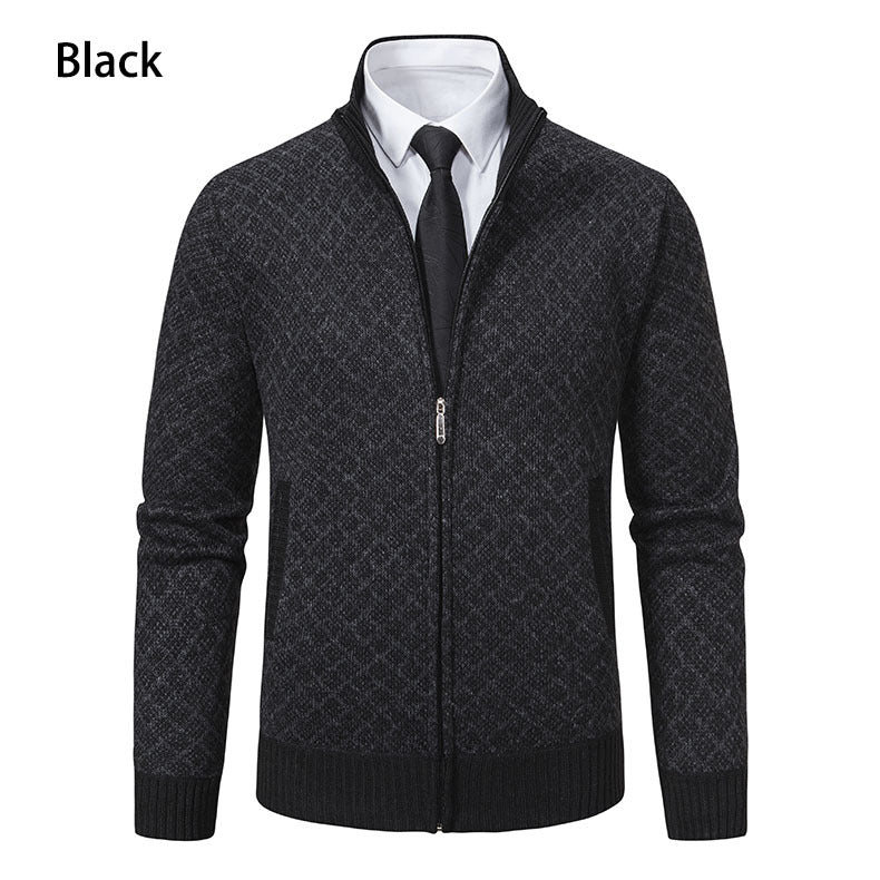 Herren Strickjacke mit modernem Zipper und grafischem Design R&B