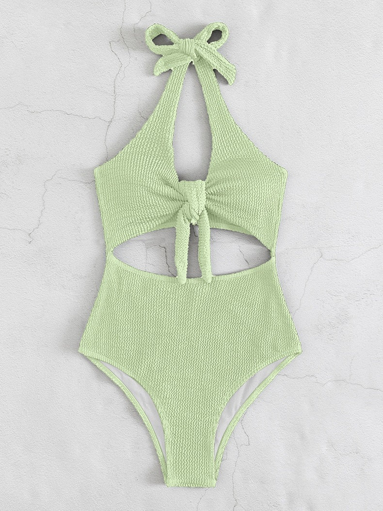 Damen Einteiliger Badeanzug mit raffiniertem Cut-Out und Knotendetail R&B