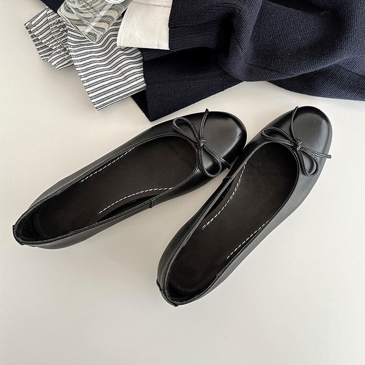 Damen Ballerina Schuhe aus weichem Leder mit elegantem Schleifendetail R&B