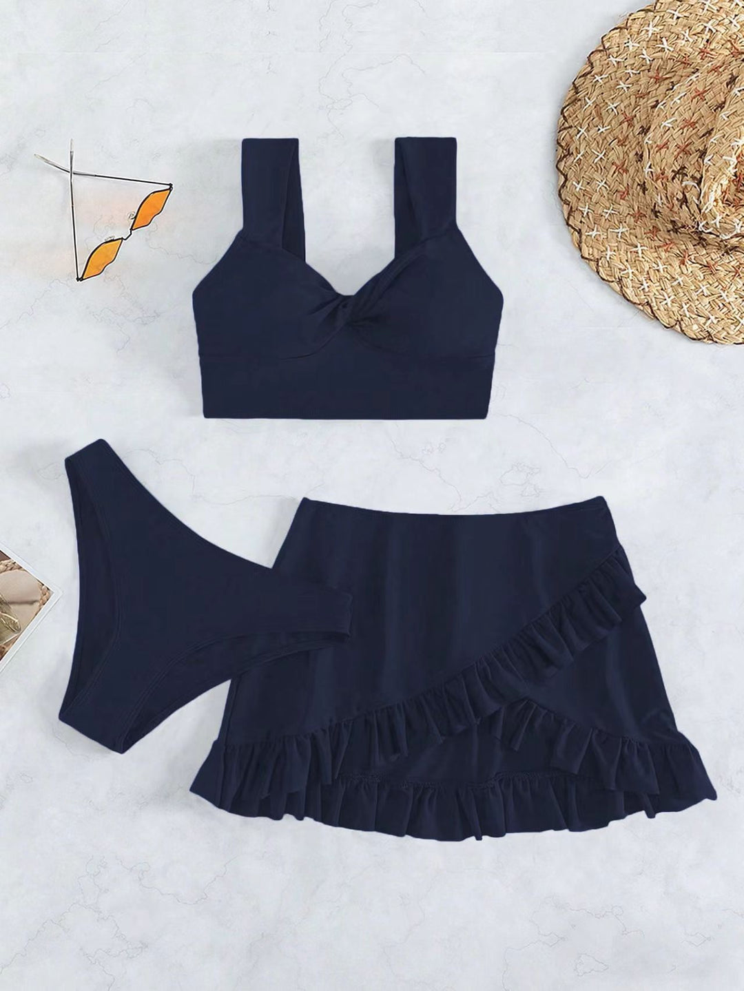 Damen Freizeit-Bikini-Set mit Wickelrock und stützenden Trägern R&B