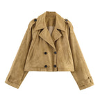 Damen elegante Kurzjacke im Biker-Stil aus weichem Kunstleder R&B