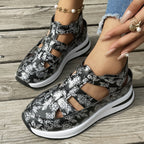 Damen Sportliche Sneaker mit floralem Cut-Out-Design und rutschfester Sohle R&B