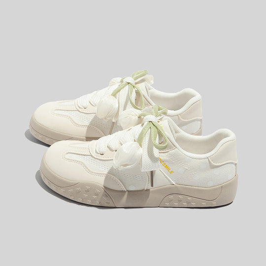 Damen Freizeit Sneakers mit leichtem Punktemuster und verspielten Schleifen R&B
