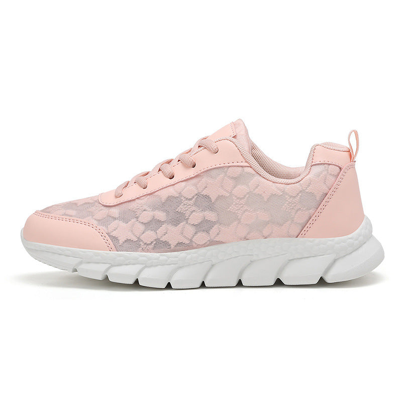 Damen nan Netz-Sneaker mit floralem Durchbruchmuster, flexibler Segmentsohle und gepolstertem Fersenkragen R&B