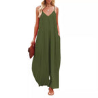 Damen Smarter Jumpsuit mit tiefem V-Ausschnitt und Seitentaschen R&B