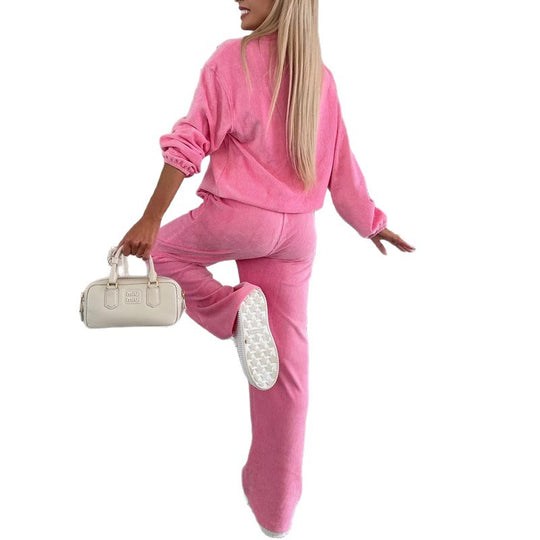 Damen Lässiges und elegantes Stoff-Set aus Pullover und Hose R&B