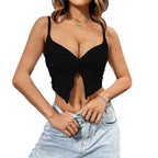 Damen cropped Top mit knotenförmigem Design und schulterfreien Trägern R&B