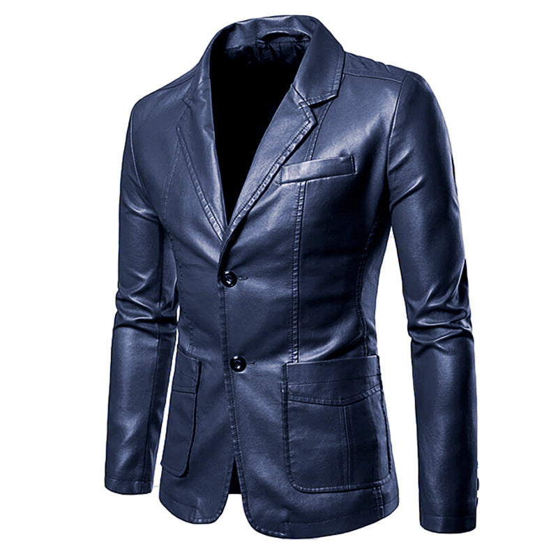 Herren elegante Kunstlederjacke mit modernem Schnitt und praktischen Taschen R&B