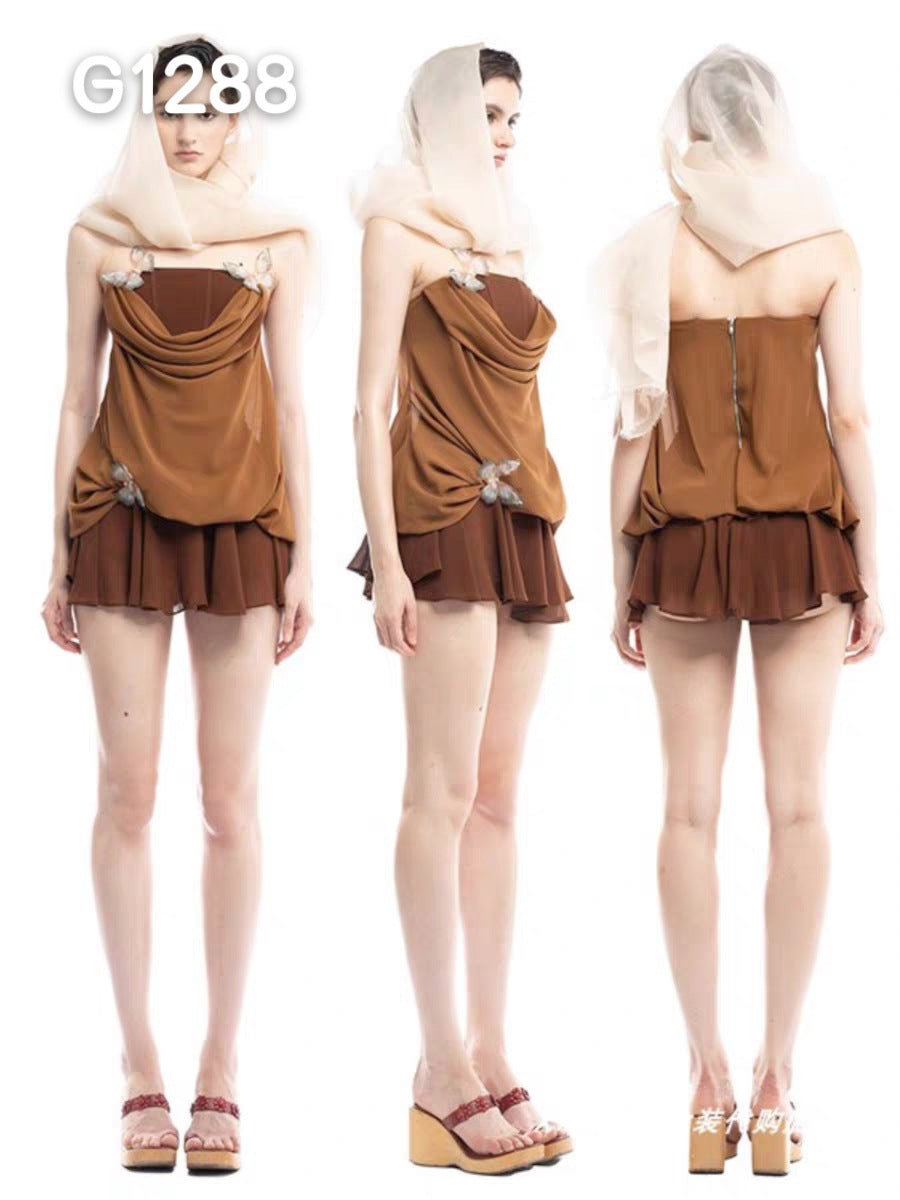 Damen Elegante Corsage-Bluse mit transparenten Ärmeln R&B