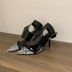 Damen elegante Slingback Pumps mit Kroko-Elementen und Schlangenmuster R&B
