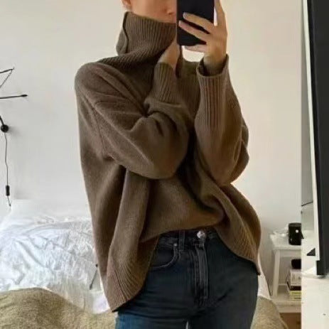 Damen Oversized Rollkragenpullover mit Rippstruktur R&B