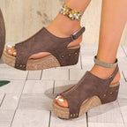 Damen Komfortable Wedge-Pantoletten mit verstellbaren Riemen R&B