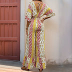 Damen Maxi-Jumpsuit mit floralen Mustern und voluminösen Ärmeln R&B
