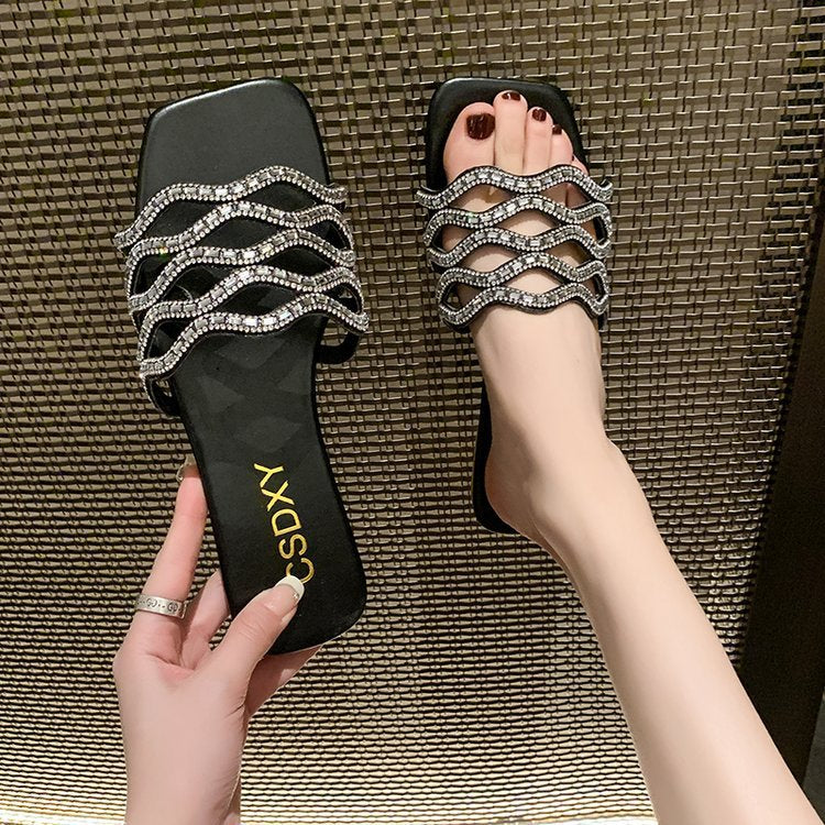 Damen Glamouröse Sandalen mit geschwungenem Rhinestone-Akzent R&B