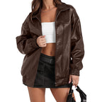 Damen Lässige Oversized-Jacke mit elastischen Bündchen und praktischen Taschen R&B