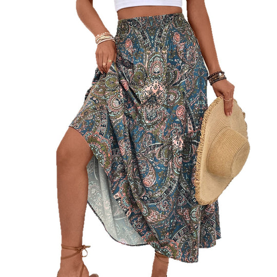 Damen Maxikleid mit Paisleymuster und hohem Schlitz R&B