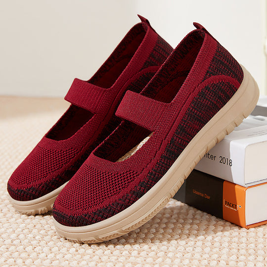 Damen Bequeme Ballerinas aus atmungsaktivem Netzmaterial mit elastischem Riemen R&B