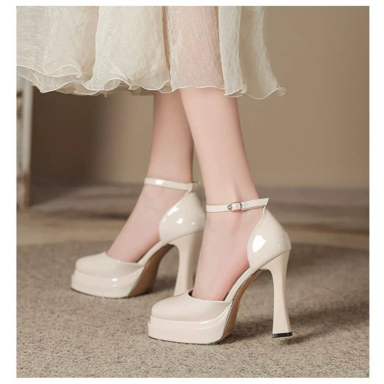 Damen Hochhackige Plateau-Pumps mit verstellbarem Riemchen R&B