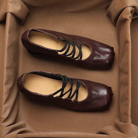 Damen Ballerina-Schuhe mit innovativem Schnürdesign und hochwertigem Leder R&B