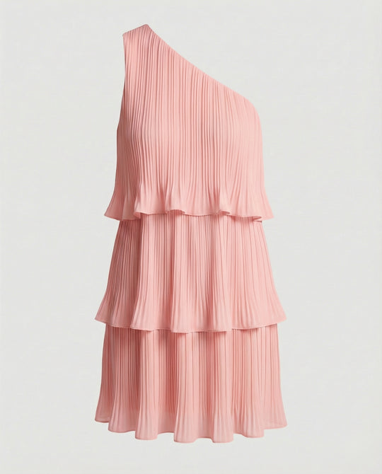 Damen Sommerkleid One Shoulder mit Volants