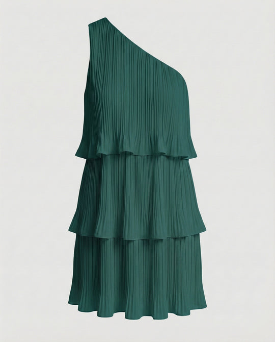 Damen Sommerkleid One Shoulder mit Volants