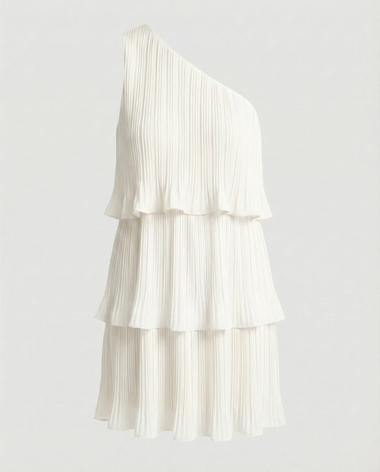 Damen Sommerkleid One Shoulder mit Volants