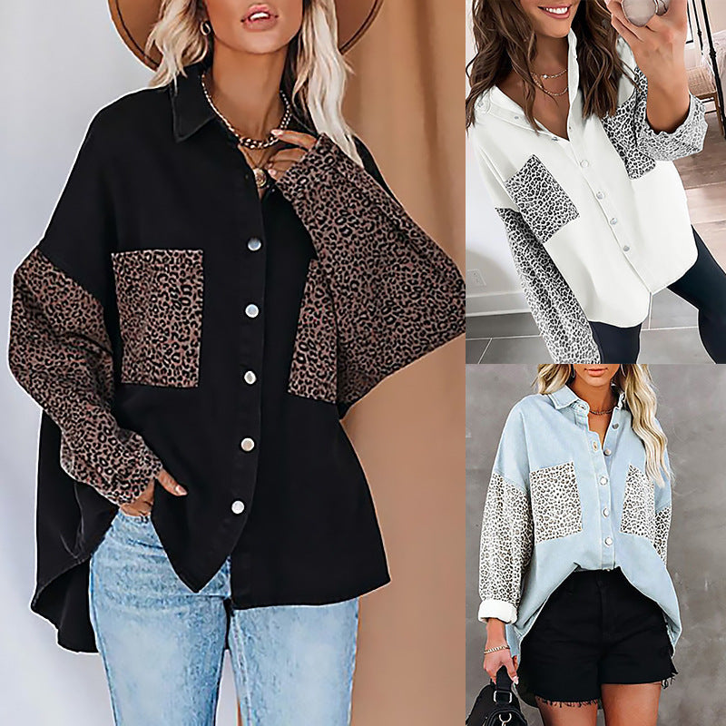 Damen Modische Hemdjacke mit Tiermuster R&B