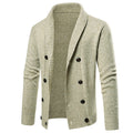 Herren hochwertige Strickjacke mit großem Revers und Knopfdetail R&B
