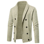 Herren hochwertige Strickjacke mit großem Revers und Knopfdetail R&B