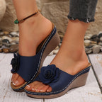 Damen Wedge-Pantoletten mit floralem Riemendesign und komfortabler Fußbettung R&B