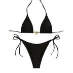 Damen Triangel-Bikini mit goldenen Akzenten und verstellbaren Trägern R&B