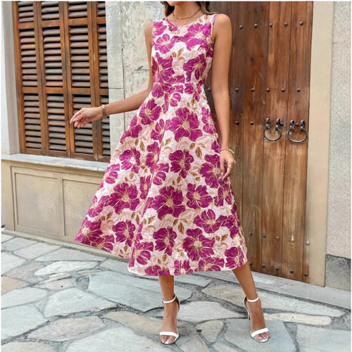 Damen Maxikleid mit floralem Design und elegantem A-Linien-Schnitt R&B