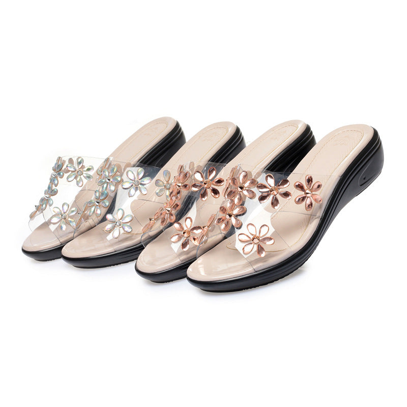 Damen modische Sandalen mit floralen Verzierungen und komfortablem Fußbett R&B