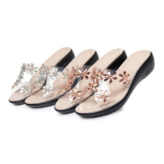 Damen modische Sandalen mit floralen Verzierungen und komfortablem Fußbett R&B