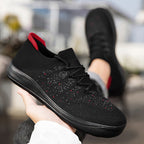 Herren nan urbaner Strick-Sneaker mit elastischem Maschenkragen, stoßdämpfender EVA-Sohle und Zugschlaufe R&B