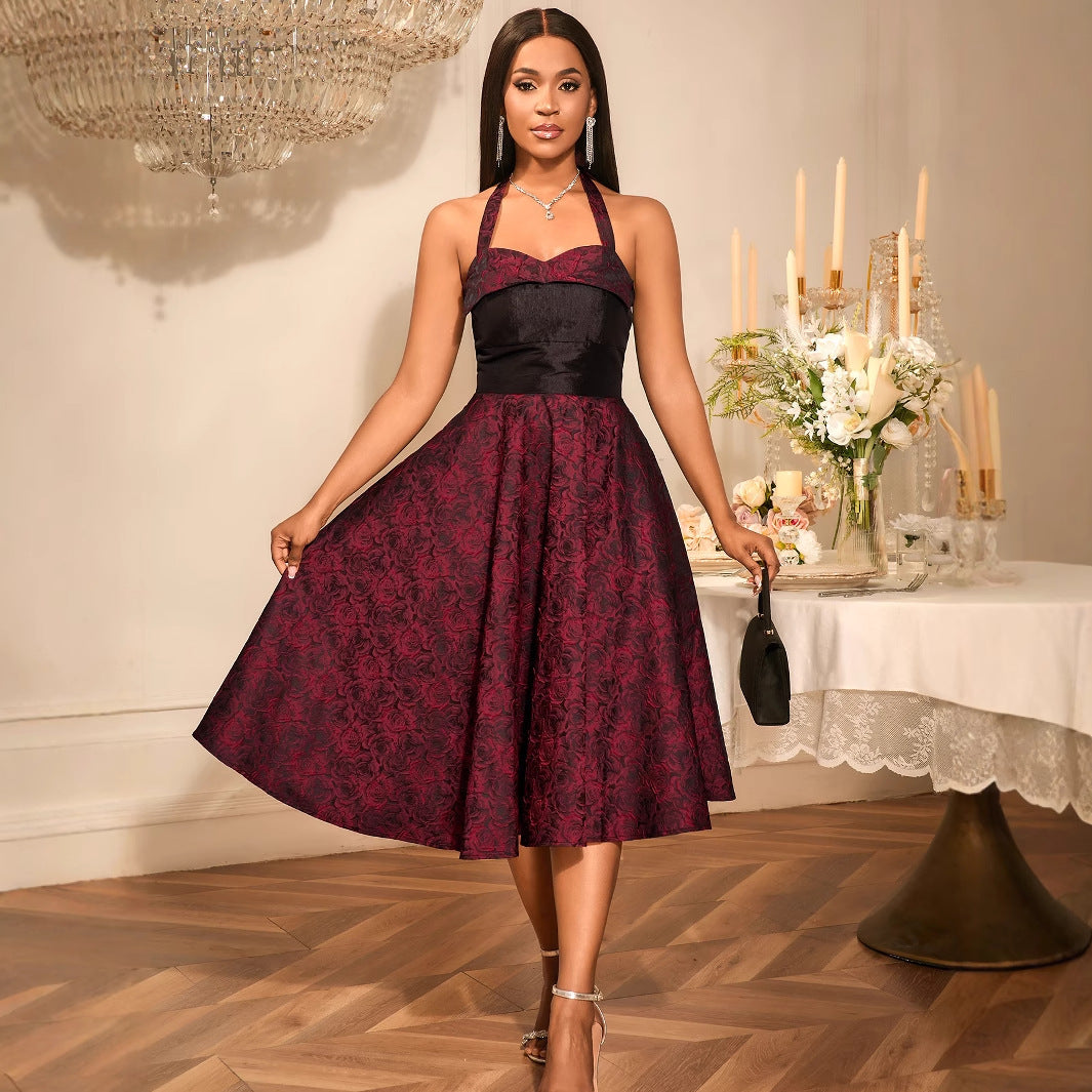 Damen Elegantes Cocktailkleid mit floralem Muster und schmeichelndem Taillengürtel R&B