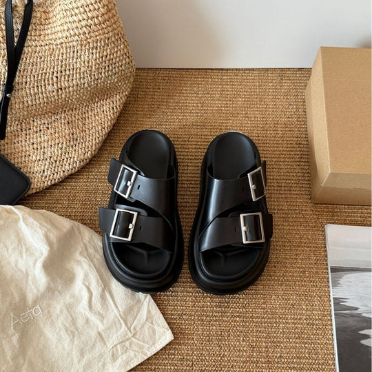 Damen Komfortable Sandalen mit elegantem Riemen und modischen Schnallen R&B