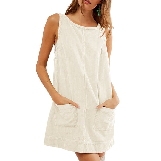 Damen lässiges Jerseykleid mit Taschen und Rundhalsausschnitt R&B