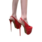 Damen Peeptoe High Heels mit offenem Fersenbereich und Stiletto-Absatz R&B