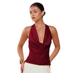 Damen Elegantes Wickeloberteil mit tiefem V-Ausschnitt und fließendem Stoff R&B