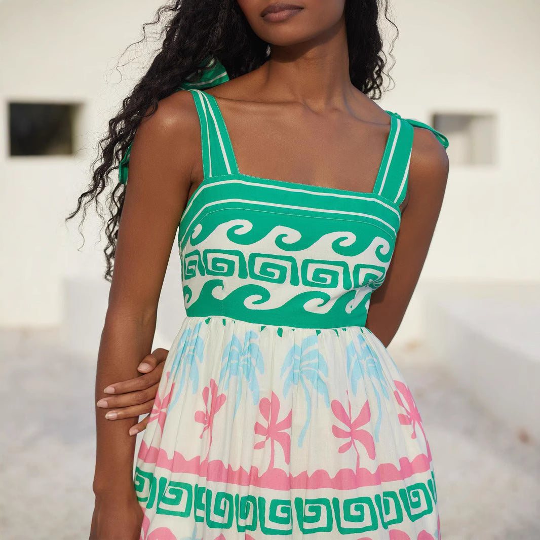 Damen Sommerliches Maxikleid mit einzigartigem grafischem Muster und praktischen Taschen R&B