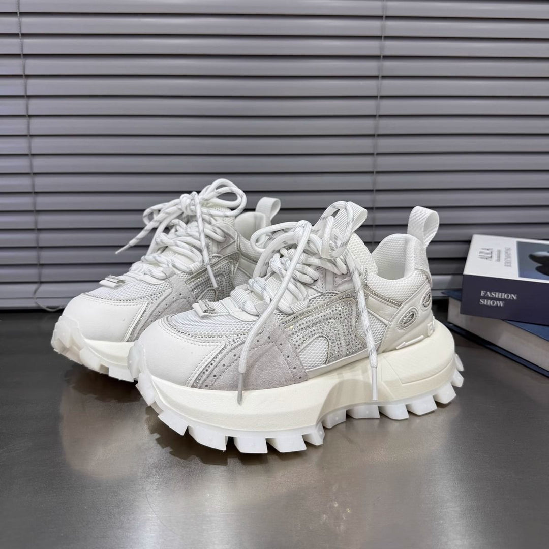 Damen Sportliche Chunky-Sneaker mit dicker Plattform und atmungsaktiver Oberflächenstruktur R&B