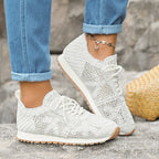 Damen Atmungsaktive Freizeitsneaker mit floralem Netzdesign R&B