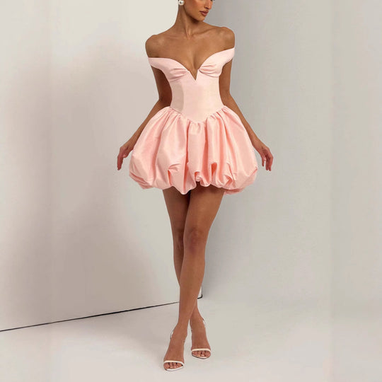 Damen Elegantes Ballkleid mit schulterfreiem Ausschnitt und voluminösem Rock R&B