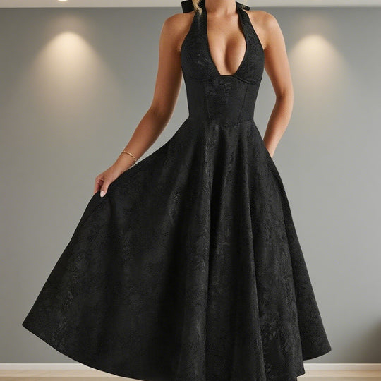 Damen Elegantes Hochzeitskleid mit schwingendem Rock und tiefem V-Ausschnitt R&B