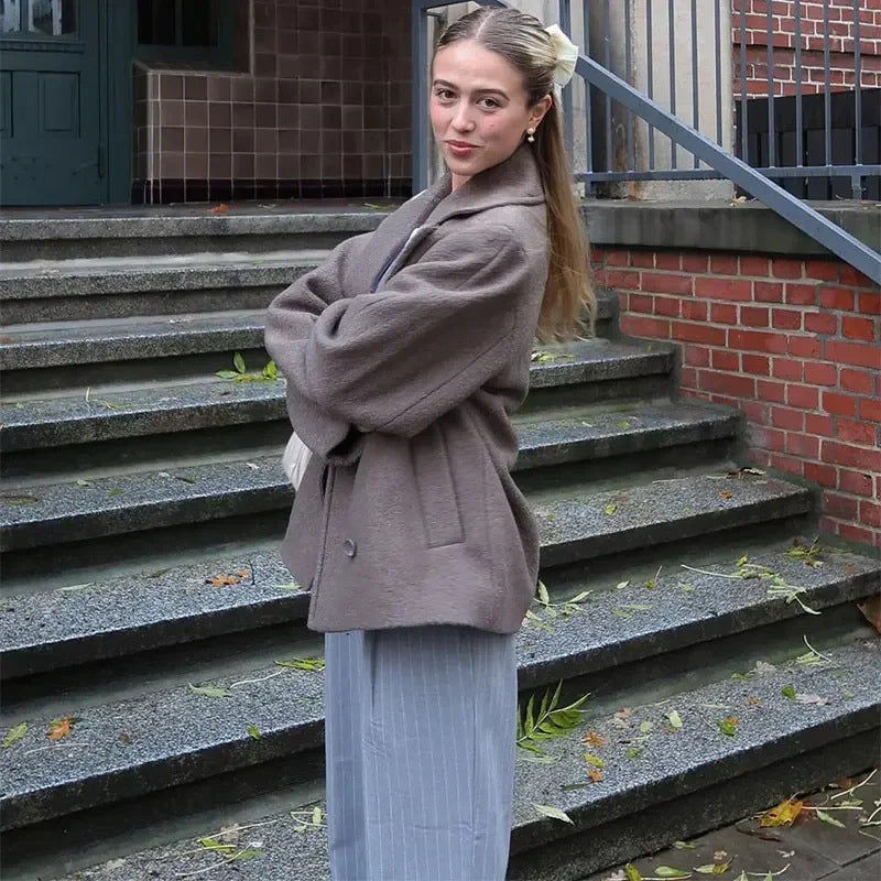 Damen Oversized Wollmantel R&B