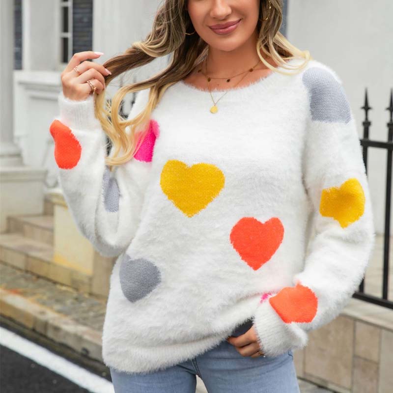 R&B | Strickpullover Mit Süßem Herzmuster