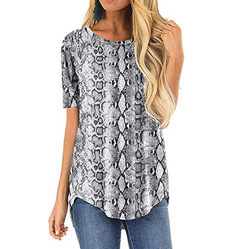 Damen T-Shirt mit modernem Leopardenmuster und lässigem Schnitt R&B