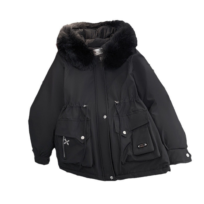 Damen Winterjacke mit abnehmbarem Kunstpelzkragen und praktischen Taschen R&B
