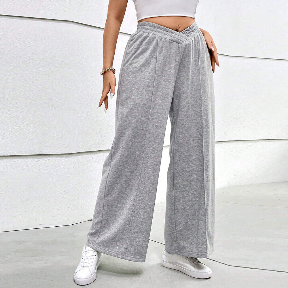 Damen weit geschnittene Freizeithose mit elastischem Bund und Cross-Over-Design R&B